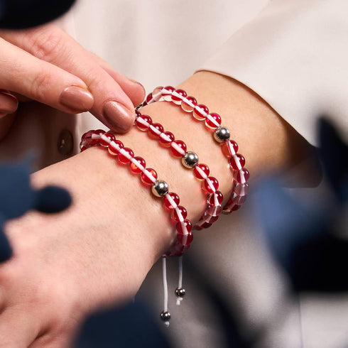 Blutmond | Silber | Galaxie Glas Makramee Perlen Armband
